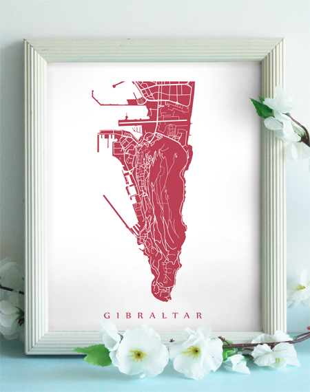 Gibraltar, UK Map Art Print Decor