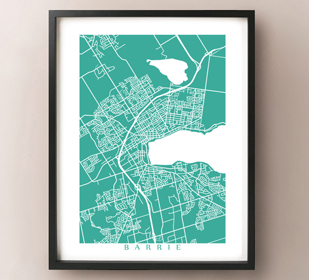 Barrie, Ontario Map Art Print