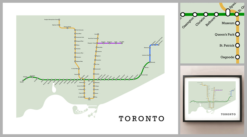 TTC Metro Toronto Subway Map Print