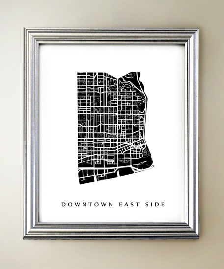 Framed map print of the Downtown East Side Toronto Neighbourhood